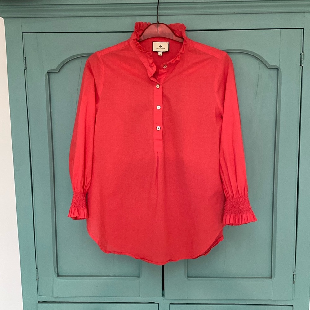 Tuckernuck Pink Ruffle Blouse. Medium